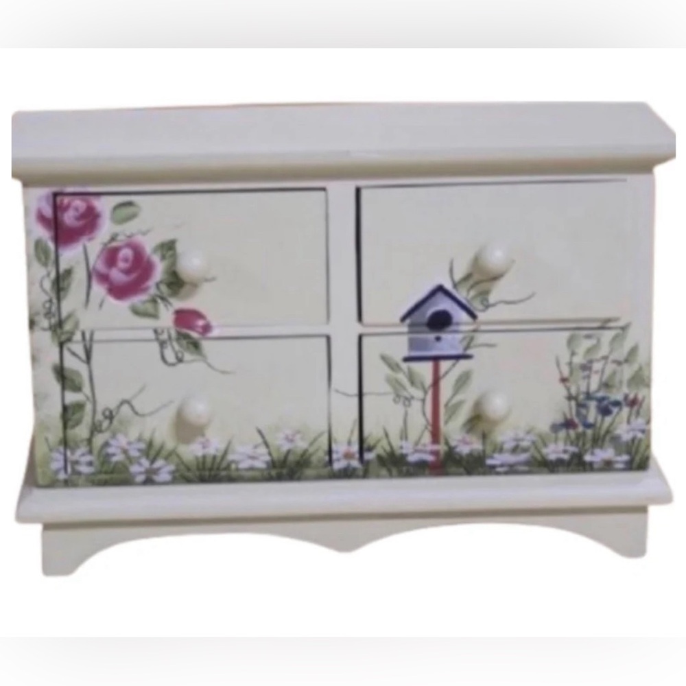 NWOT Wooden Hand Painted Jewelry Box
